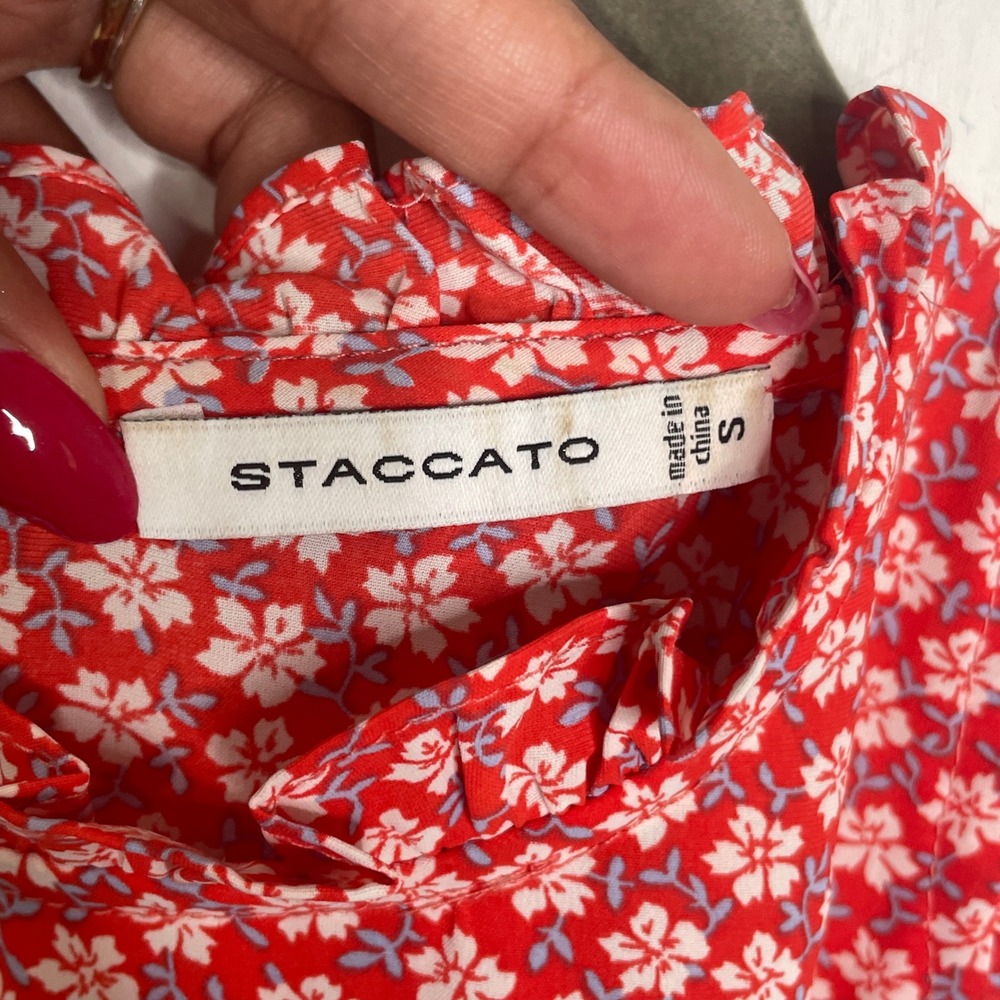 Staccato Red Floral Ruffle Sleeveless Blouse Top Small Floral Boutique - Picture 2 of 9